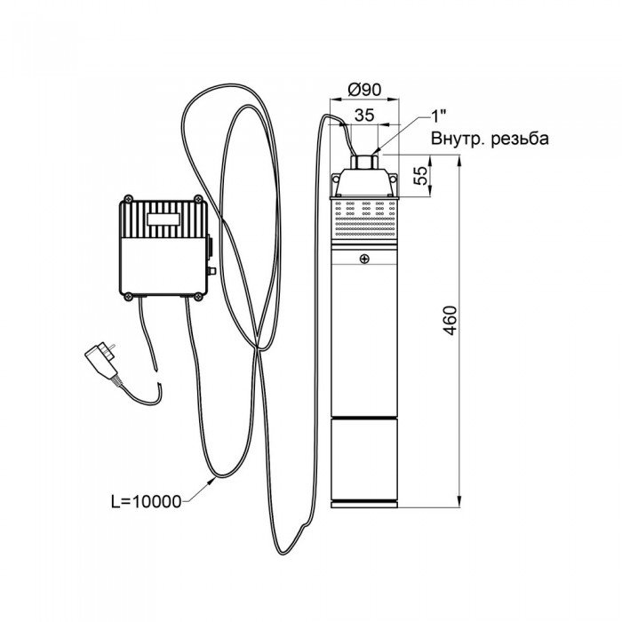Насос погружной вихревой Thermo Alliance 4SKM-100 0,75 кВт с пультом
