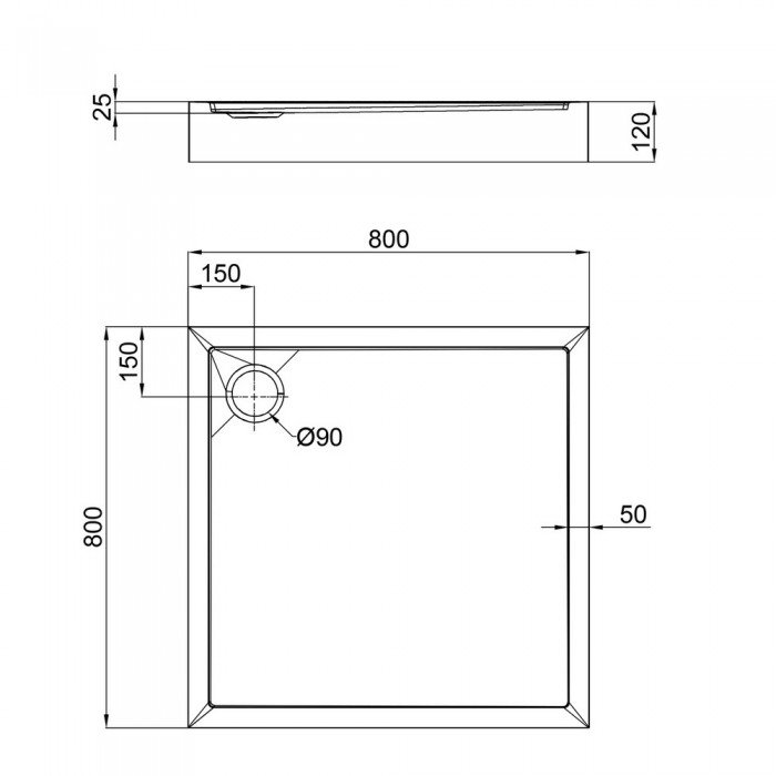 Душевой поддон Qtap Tern 308812C 80x80x12 см + сифон Душевой поддон Qtap Tern 308812C 80x80x12 см + сифон