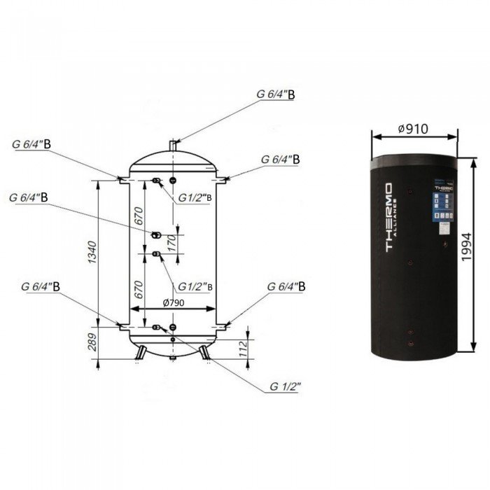 Теплоаккумулятор Thermo Alliance TA-ТАМ-00 1000 с изоляцией 60 мм