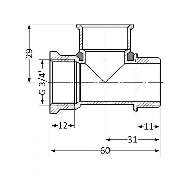 Тройник SD Plus 3/4" ВВН SD41320