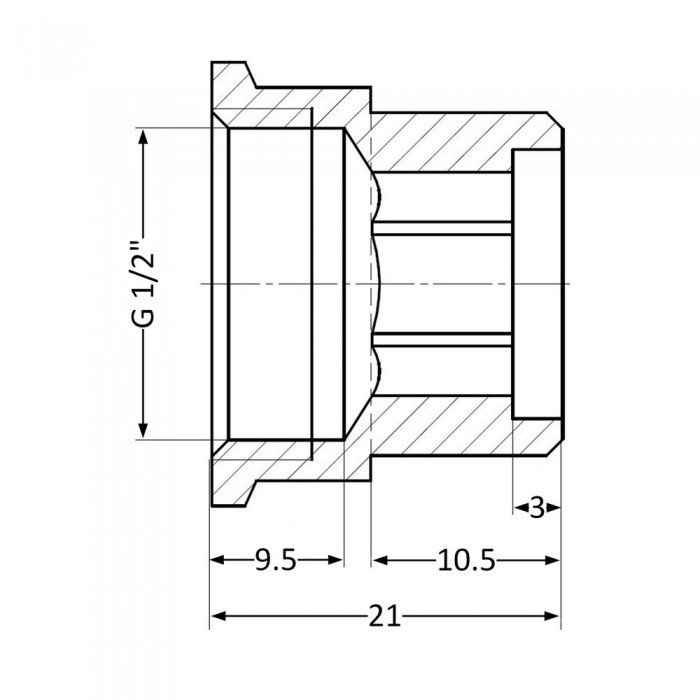Удлинитель латунный Thermo Alliance Standart 1/2"ВН, L=10 мм SD4221510
