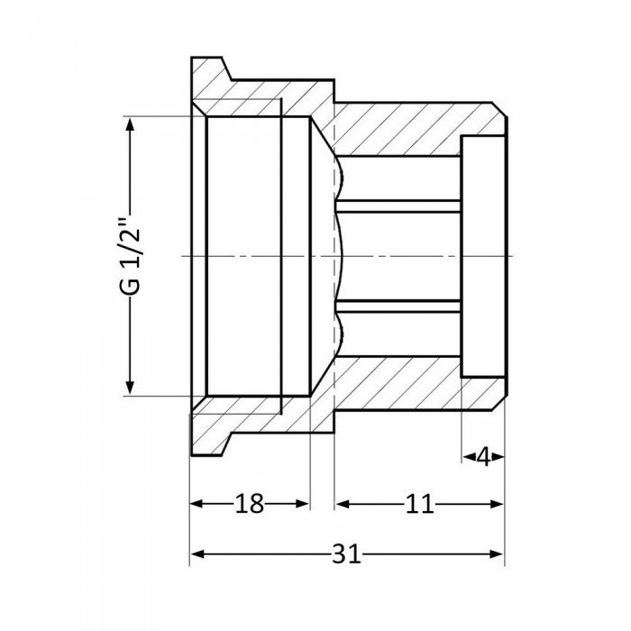 Удлинитель латунный Thermo Alliance Standart 1/2"ВН, L=20 мм SD4221520