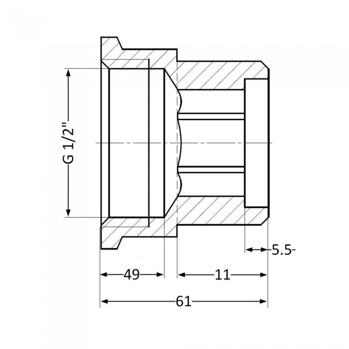 Удлинитель латунный Thermo Alliance Standart 1/2"ВН, L=50 мм SD4221550