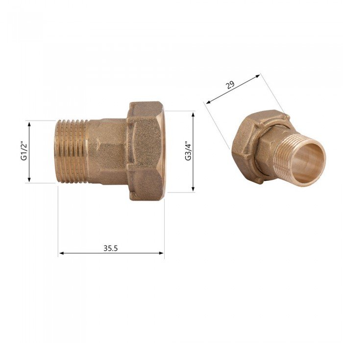 Комплект для счетчика SD Plus 1/2"Н х 3/4"В SD42915
