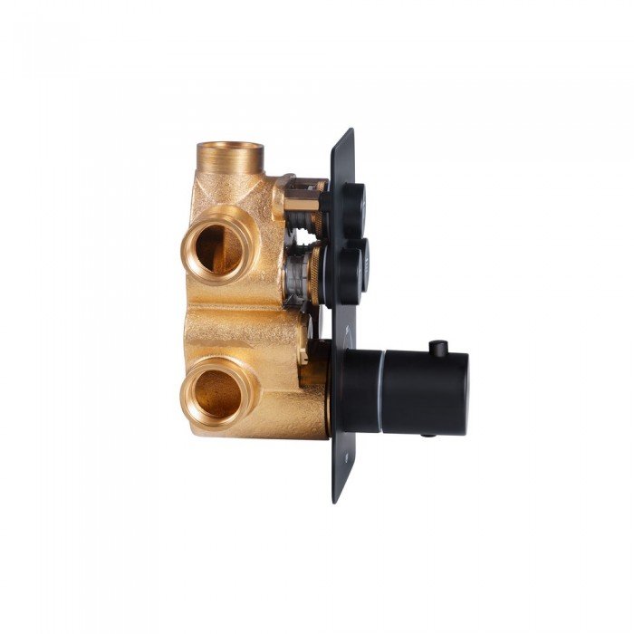 Змішувач для душу Qtap Votice термостатичний прихованого монтажу на три споживача QTVOT6443T105NKB Black Matt