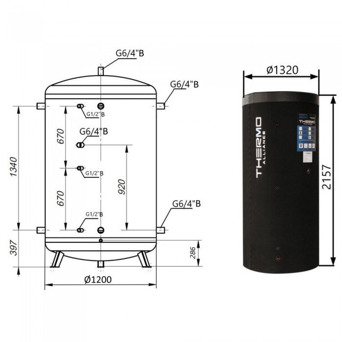 Теплоаккумулятор Thermo Alliance TA-ТАМ-00 2000 60 мм