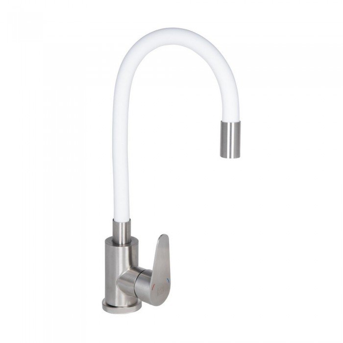 Смеситель для кухни Lidz Vida 015F3 с гибким изливом (k35) LDVID015F3WHI43357 White / Nickel Смеситель для кухни Lidz Vida 015F3 с гибким изливом (k35) LDVID015F3WHI43357 White / Nickel