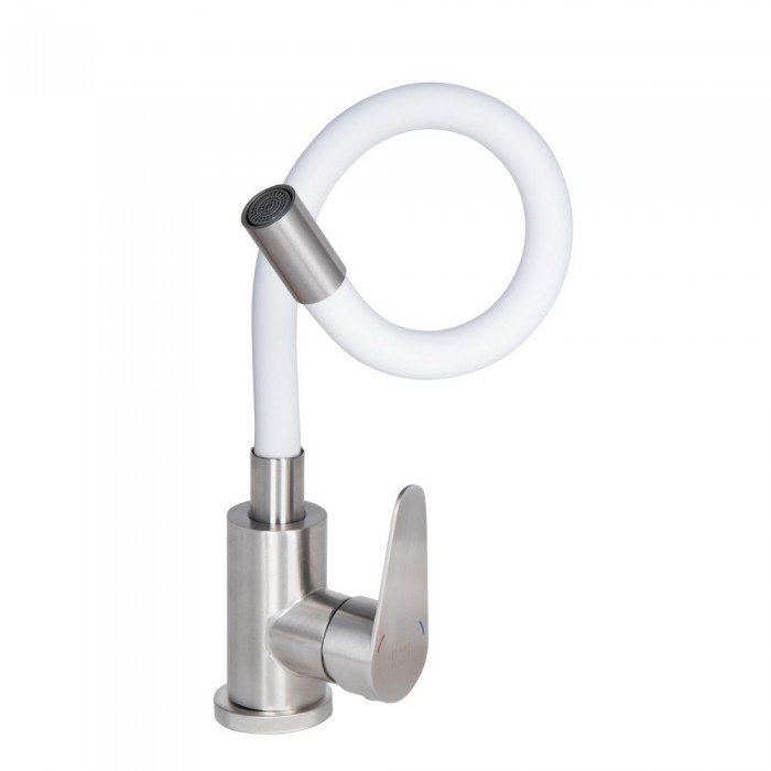 Смеситель для кухни Lidz Vida 015F3 с гибким изливом (k35) LDVID015F3WHI43357 White / Nickel Смеситель для кухни Lidz Vida 015F3 с гибким изливом (k35) LDVID015F3WHI43357 White / Nickel