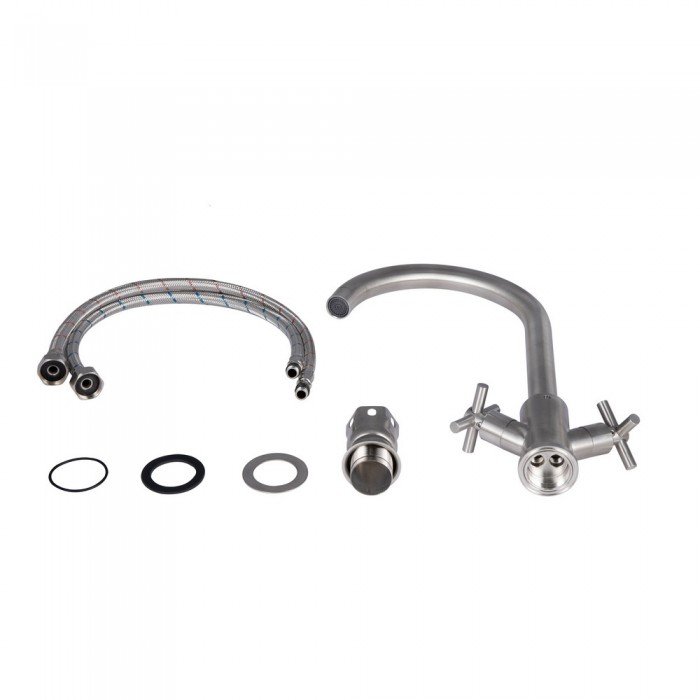 Смеситель для кухни Lidz Wind 013F двухвентильный LDWIN013FNKS43390 Nickel