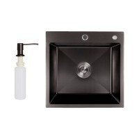 Мойка для кухни интегрированная Lidz Handmade H5050B (LDH5050BPVD43619) Brushed Black PVD 3,0/1,0 мм