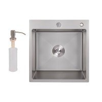 Мойка для кухни интегрированная Lidz Handmade H5050G (LDH5050GPVD43620) Brushed Grey PVD 3,0/1,0 мм