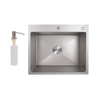 Мойка для кухни интегрированная Lidz Handmade H6050G (LDH6050GPVD43622) Brushed Grey PVD 3,0/1,0 мм