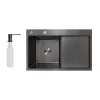 Мойка для кухни интегрированная Lidz Handmade H7849BR крыло справа (LIDZH7849BRPVD3008) Brushed Black PVD 3,0/1,0 мм