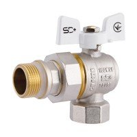 Кран кульовий з америк.(конус) антипротікання кутовий метелик латун. нікелір. 3/4"зв PN40 SD901NW20PN40 SD Plus