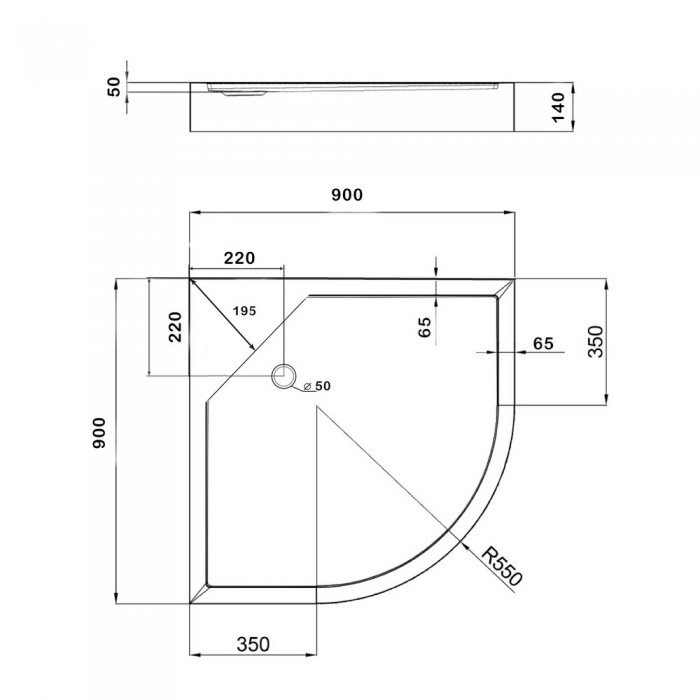 Душевой поддон Kapielka ST90x90x14 низкий, полукруглый,  диаметр слива 52 мм Lidz Душевой поддон Kapielka ST90x90x14 низкий, полукруглый,  диаметр слива 52 мм Lidz