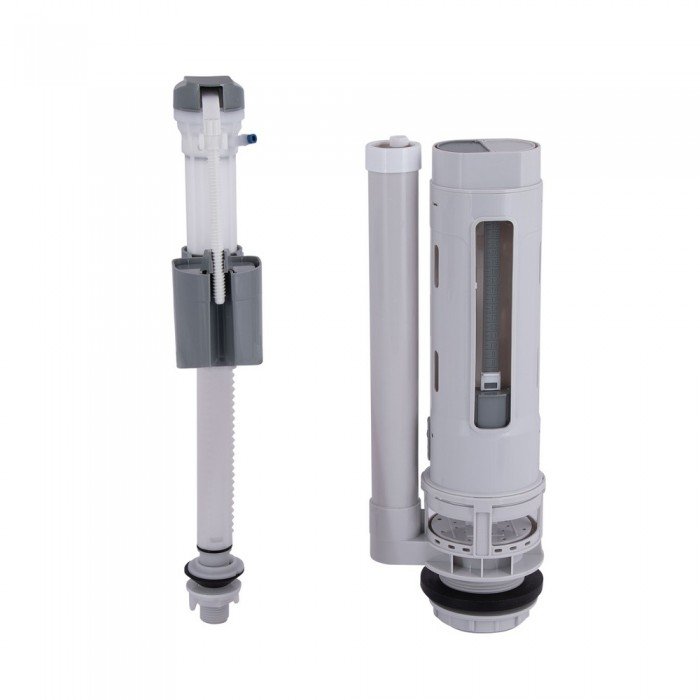 Qtap HY1(Presto)  комплект арматури для бачка унітазу з подвійною круглою кнопкою змиву 4,8 см та клапаном нижньої подачі води, 3/6L CHR