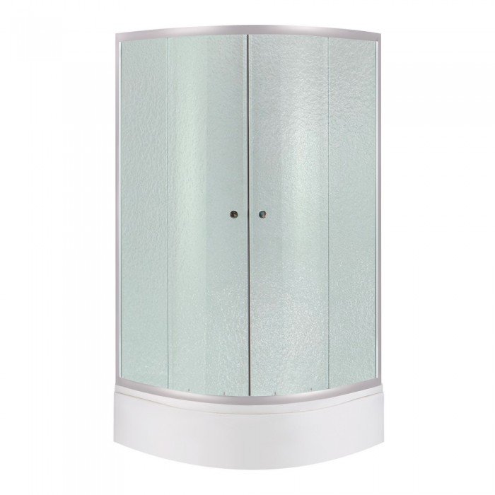 Lidz Latwa SC90x90.SAT.MID.FR Душевая кабина полукруглая, стекло Frost 4 мм + Lidz Душевой поддон KAPIELKA ST90x90x26, с панелью