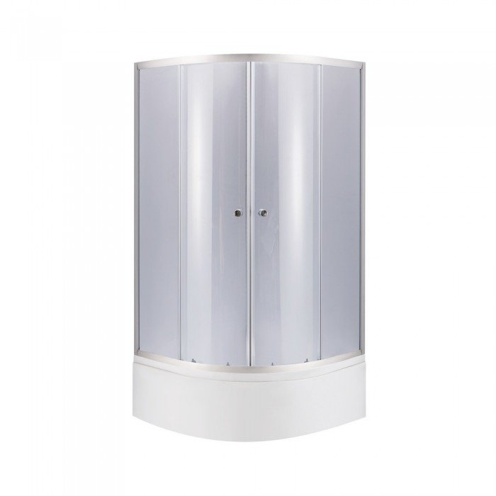 Душова кабіна Latwa SC80x80.SAT.HIGH.GR полукругла, скло тон. 4 мм + Душовий піддон KAPIELKA ST80x80x41, з панеллю Lidz