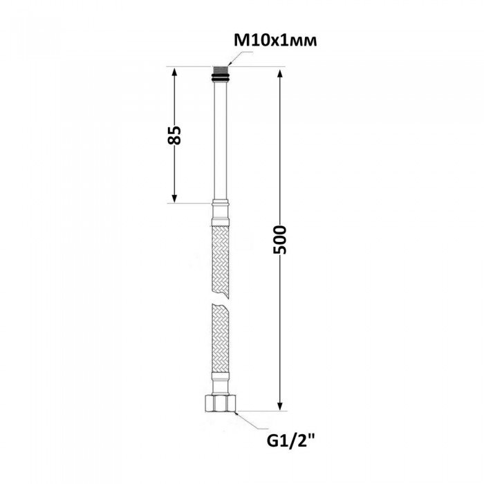 Шланг гнучкий NYLON для води у нейлоновому обплет. (пара) L-50 cм. 1/2"в хМ10з SF390W50 SD Forte