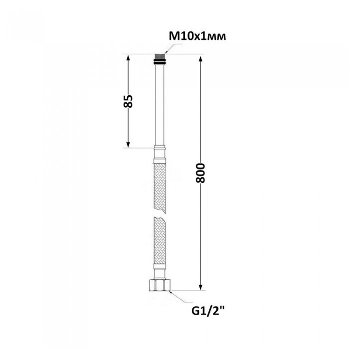 Шланг гнучкий NYLON для води у нейлоновому обплет.  довгий (пара) L-80 cм. 1/2"в хМ10з SF390W80 SD Forte