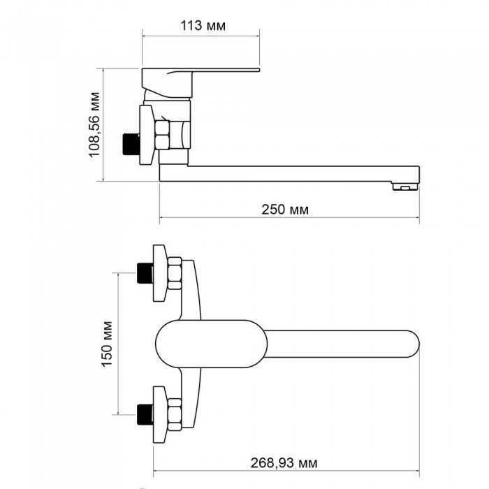 Смеситель для кухни Lidz Tani 009 настенный (k40) LDTAN009CRM44973 Chrome