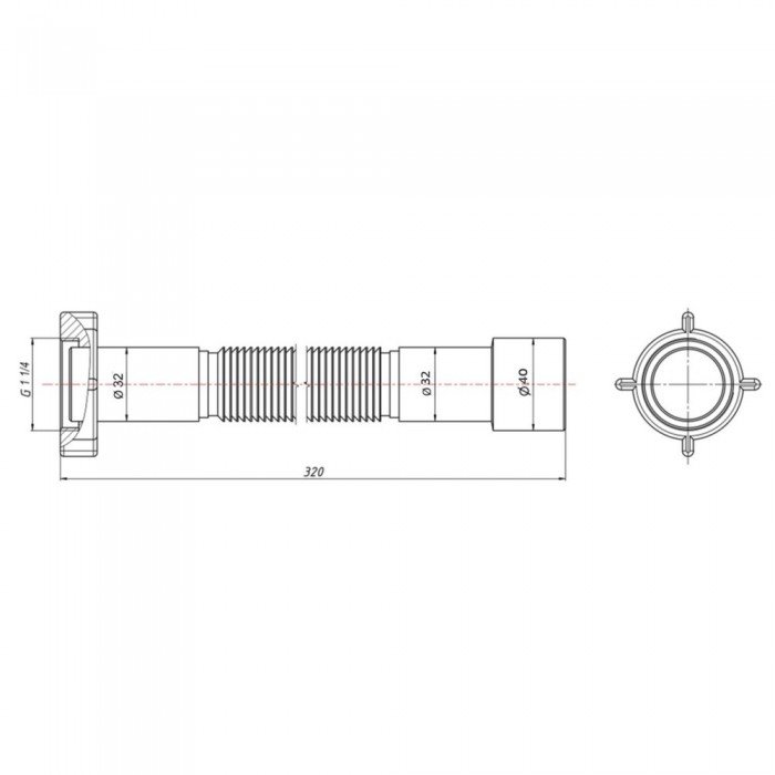 Гибкая труба Lidz LG03 с накидной гайкой 11/4" длина 600 мм