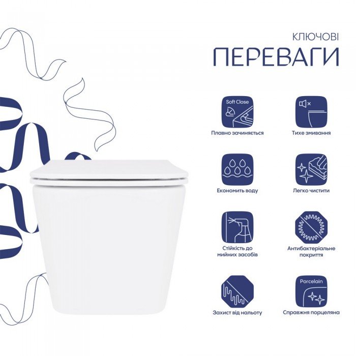 Унитаз подвесной Qtap Crow безободковый с сиденьем Soft-close QT05335171W Унитаз подвесной Qtap Crow безободковый с сиденьем Soft-close QT05335171W