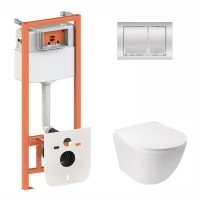 Готовое решение Qtap для ванной комнаты: подвесной унитаз Jay Ultra Quiet 485x360x320 + комплект инсталляции Nest 4 в 1 (квадратная клавиша Chrome) Готовое решение Qtap для ванной комнаты: подвесной унитаз Jay Ultra Quiet 485x360x320 + комплект инсталляции Nest 4 в 1 (квадратная клавиша Chrome)