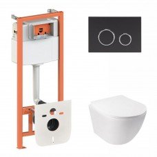 Готовое решение Qtap для ванной комнаты: подвесной унитаз Jay Ultra Quiet 485x360x320 + комплект инсталляции Nest 4 в 1 (круглая клавиша Black mat) Готовое решение Qtap для ванной комнаты: подвесной унитаз Jay Ultra Quiet 485x360x320 + комплект инсталляции Nest 4 в 1 (круглая клавиша Black mat)
