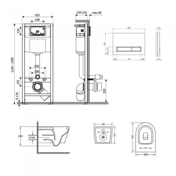 Готовое решение Qtap для ванной комнаты: подвесной унитаз Jay Ultra Quiet 485x360x320 + комплект инсталляции Nest 4 в 1 (линейная клавиша Black mat) Готовое решение Qtap для ванной комнаты: подвесной унитаз Jay Ultra Quiet 485x360x320 + комплект инсталляции Nest 4 в 1 (линейная клавиша Black mat)