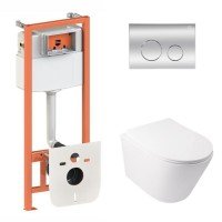 Готовое решение Qtap для ванной комнаты: подвесной унитаз  Swan Ultra Quiet 485x360x320 + комплект инсталляции Nest 4 в 1 (круглая клавиша Chrome) Готовое решение Qtap для ванной комнаты: подвесной унитаз  Swan Ultra Quiet 485x360x320 + комплект инсталляции Nest 4 в 1 (круглая клавиша Chrome)