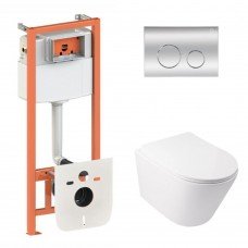 Готовое решение Qtap для ванной комнаты: подвесной унитаз  Swan Ultra Quiet 485x360x320 + комплект инсталляции Nest 4 в 1 (круглая клавиша Chrome) Готовое решение Qtap для ванной комнаты: подвесной унитаз  Swan Ultra Quiet 485x360x320 + комплект инсталляции Nest 4 в 1 (круглая клавиша Chrome)