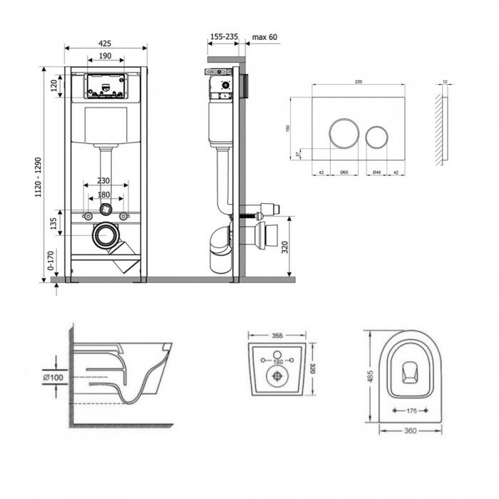 Готовое решение Qtap для ванной комнаты: подвесной унитаз  Swan Ultra Quiet 485x360x320 + комплект инсталляции Nest 4 в 1 (круглая клавиша Satin) Готовое решение Qtap для ванной комнаты: подвесной унитаз  Swan Ultra Quiet 485x360x320 + комплект инсталляции Nest 4 в 1 (круглая клавиша Satin)