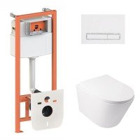 Готовое решение Qtap для ванной комнаты: подвесной унитаз  Swan Ultra Quiet 485x360x320 + комплект инсталляции Nest 4 в 1 (линейная клавиша White) Готовое решение Qtap для ванной комнаты: подвесной унитаз  Swan Ultra Quiet 485x360x320 + комплект инсталляции Nest 4 в 1 (линейная клавиша White)