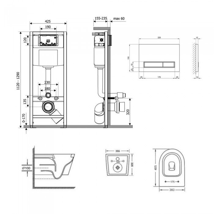 Готовое решение Qtap для ванной комнаты: подвесной унитаз  Swan Ultra Quiet 485x360x320 + комплект инсталляции Nest 4 в 1 (линейная клавиша White) Готовое решение Qtap для ванной комнаты: подвесной унитаз  Swan Ultra Quiet 485x360x320 + комплект инсталляции Nest 4 в 1 (линейная клавиша White)