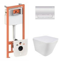 Готовое решение Qtap для ванной комнаты: подвесной унитаз Tern Ultra Quiet 490x365x325 + комплект инсталляции Nest 4 в 1 (линейная клавиша Chrome)