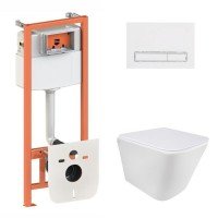 Готове рішення Qtap для ванної кімнати: підвісний унітаз Tern Ultra Quiet  490x365x325 + комплект інсталяції Nest 4 в 1 (лінійна клавіша White)