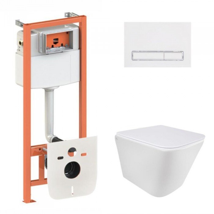 Готове рішення Qtap для ванної кімнати: підвісний унітаз Tern Ultra Quiet  490x365x325 + комплект інсталяції Nest 4 в 1 (лінійна клавіша White)