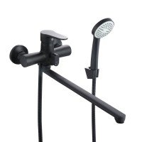 Смеситель для ванны Lidz Nicole 005 с поворотным изливом (c душевым гарнитуром) (k35) LDNIC005BLA45183 Black Смеситель для ванны Lidz Nicole 005 с поворотным изливом (c душевым гарнитуром) (k35) LDNIC005BLA45183 Black
