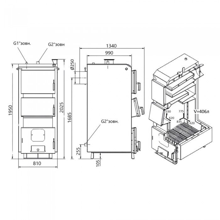 Котел твердотопливный стальной Thermo Alliance Vulcan Plus V 4.0 VPSFW 100