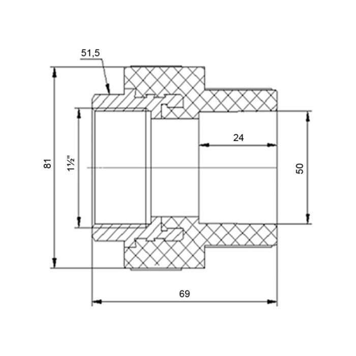 Муфта PPR Blue Ocean 50х1" 1/2 ВР