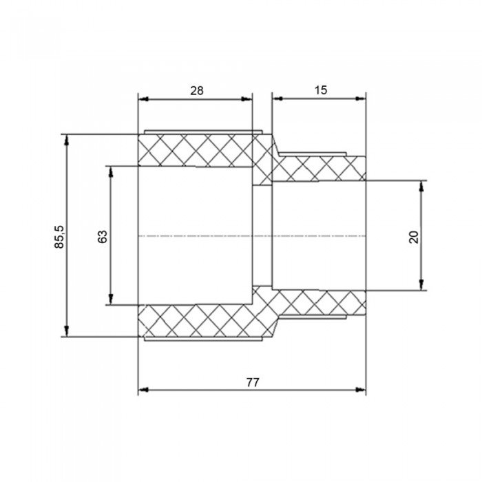 Муфта PPR Blue Ocean 63х20 редукционная
