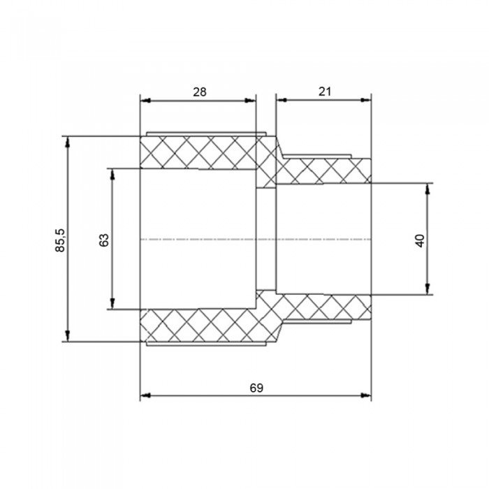 Муфта PPR Blue Ocean 63х40 редукционная