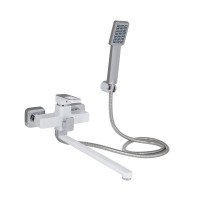 Смеситель для ванны Lidz Wawel 005 с поворотным изливом (c душевым гарнитуром) (k35) LDWAW005WHI45399 White Смеситель для ванны Lidz Wawel 005 с поворотным изливом (c душевым гарнитуром) (k35) LDWAW005WHI45399 White