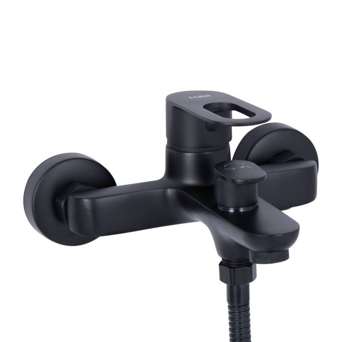 Змішувач для ванни Lidz Latwa 006 (з душовим гарнітуром) (k35) LDLAT006BLA45419 Black Змішувач для ванни Lidz Latwa 006 (з душовим гарнітуром) (k35) LDLAT006BLA45419 Black