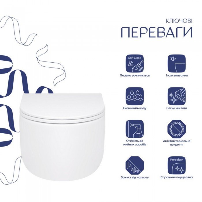 Унитаз подвесной Qtap Taurus безободковый с сиденьем Soft-close QT2433084EUQW Унитаз подвесной Qtap Taurus безободковый с сиденьем Soft-close QT2433084EUQW