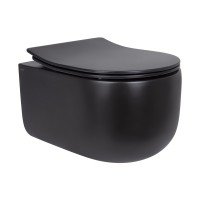 Унитаз подвесной Qtap Taurus безободковый с сиденьем Soft-close QT2433084EUQMB Унитаз подвесной Qtap Taurus безободковый с сиденьем Soft-close QT2433084EUQMB