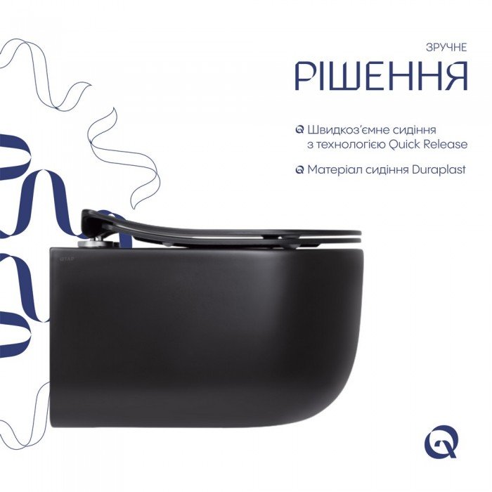 Унитаз подвесной Qtap Taurus безободковый с сиденьем Soft-close QT2433084EUQMB Унитаз подвесной Qtap Taurus безободковый с сиденьем Soft-close QT2433084EUQMB