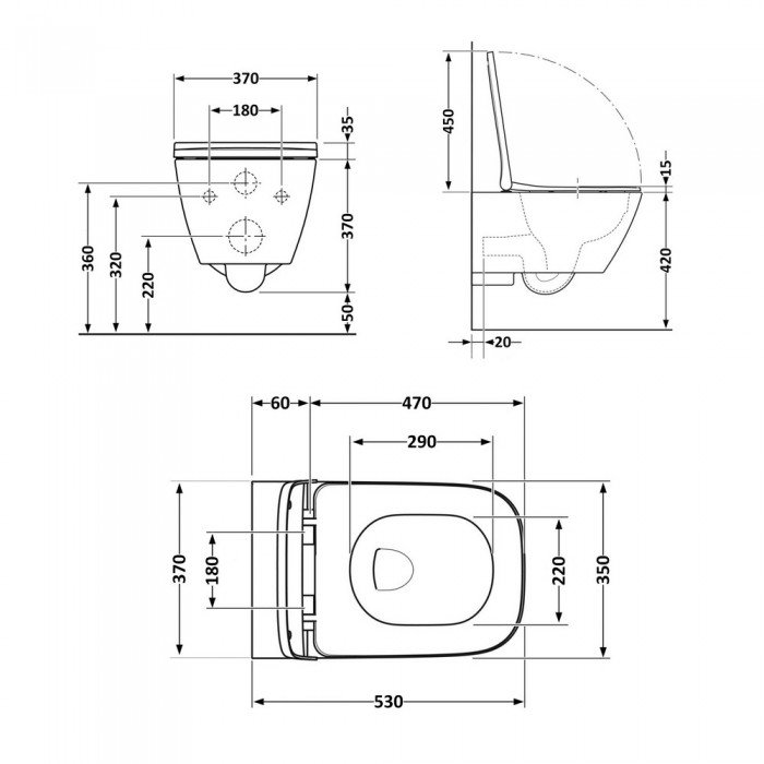 Унітаз підвісний Qtap Gemini безободковий з сидінням Soft-close QT2533076EUQMB