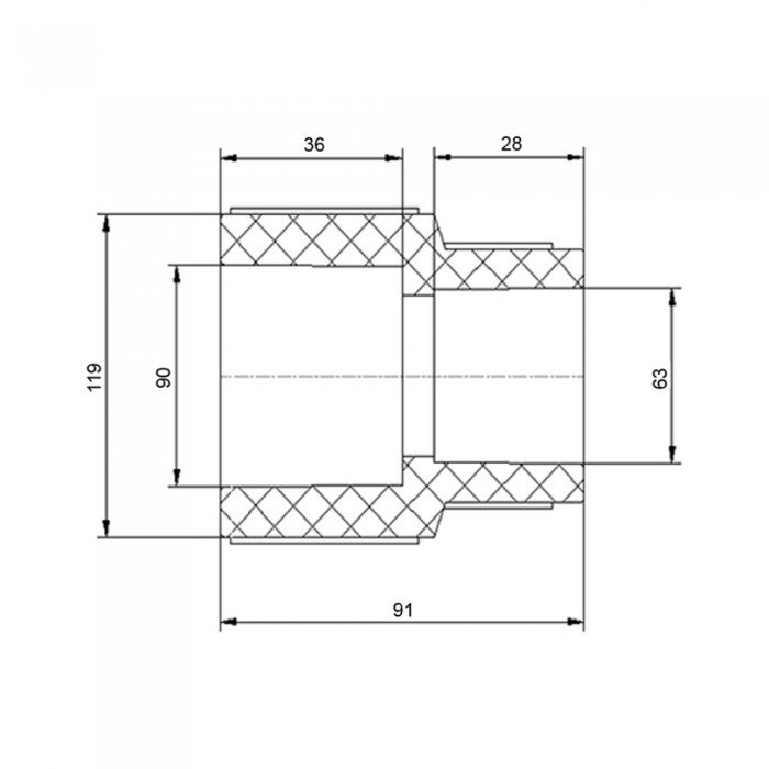 Муфта PPR Blue Ocean 90х63 редукційна